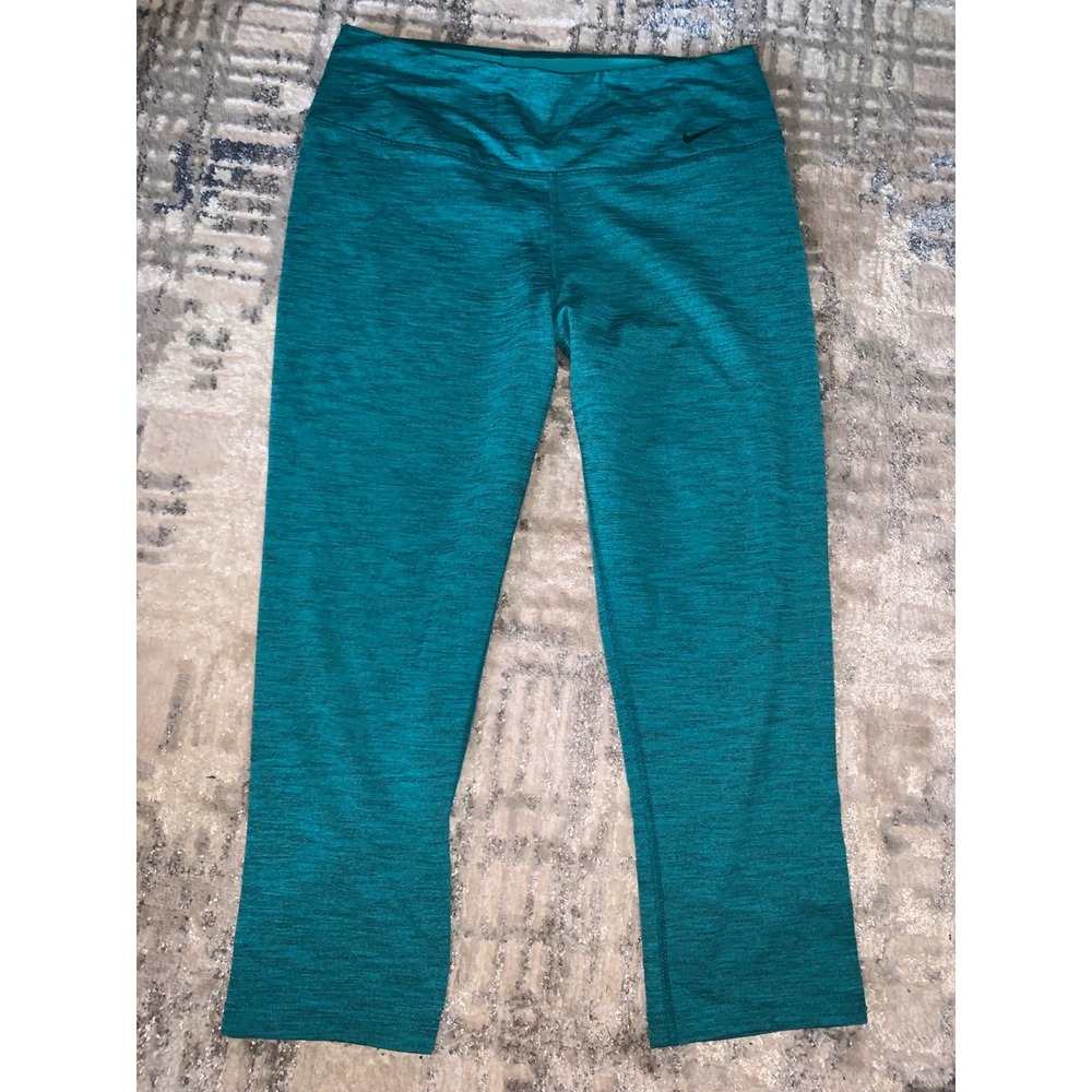 Nike Dri-FIT Women Teal Space Dye Cropped Leggings Capris Medium